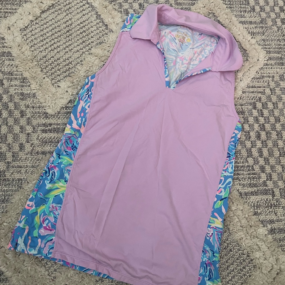 Lilly Pulitzer Luxletic UPF 50+ Reesa Golf Polo Tank Top Shirt XS